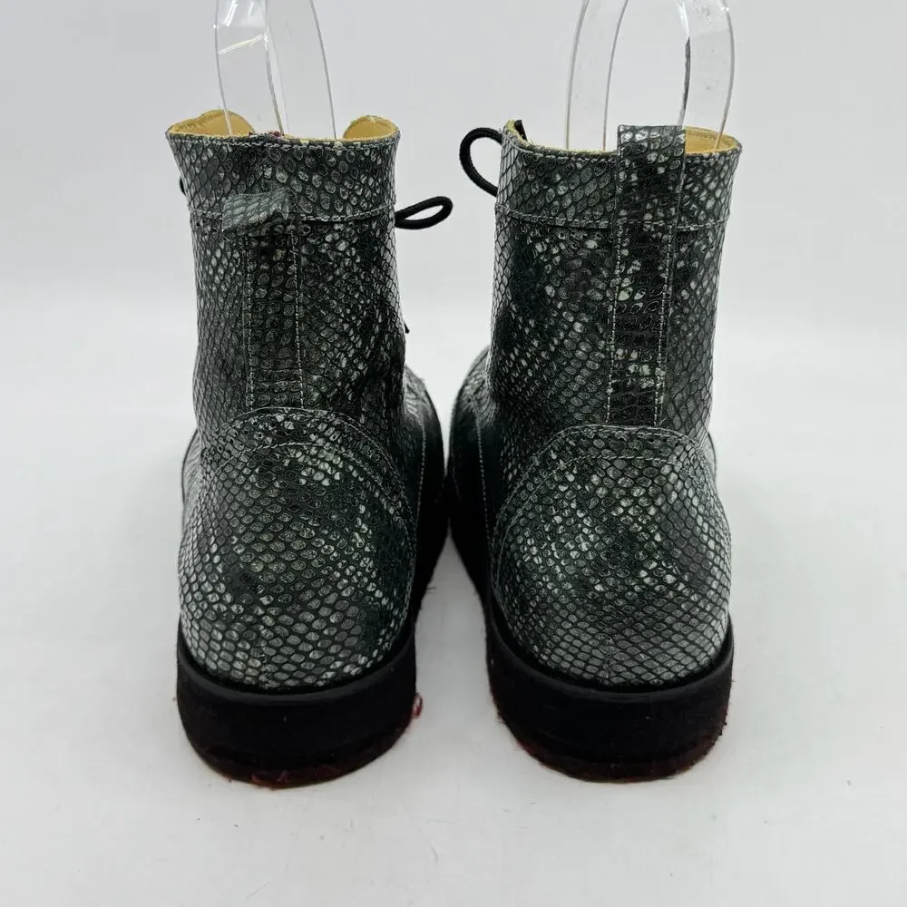 Vintage Chunky Snakeskin Combat boots - Picture 3 of 8